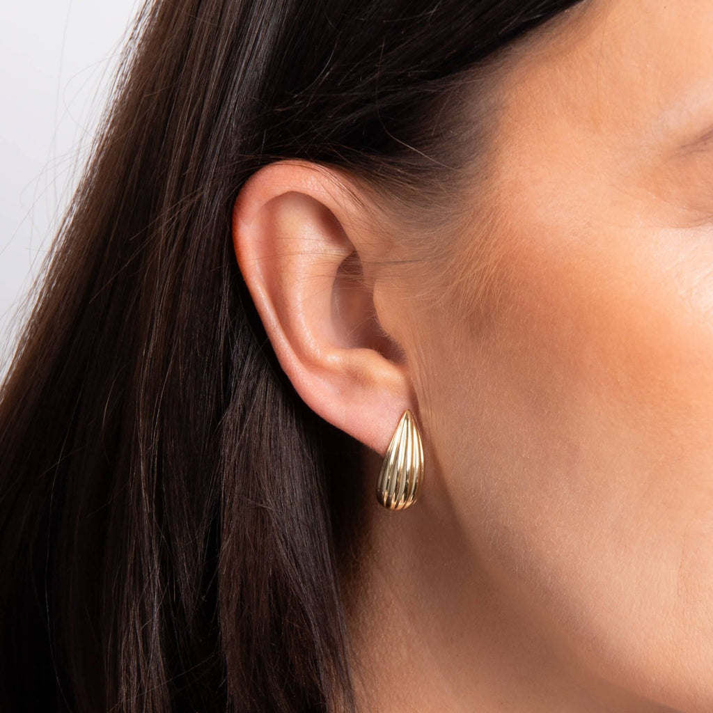 Teardrop Hoop Earrings 9ct Yellow Gold 375 Hallmarked British Made