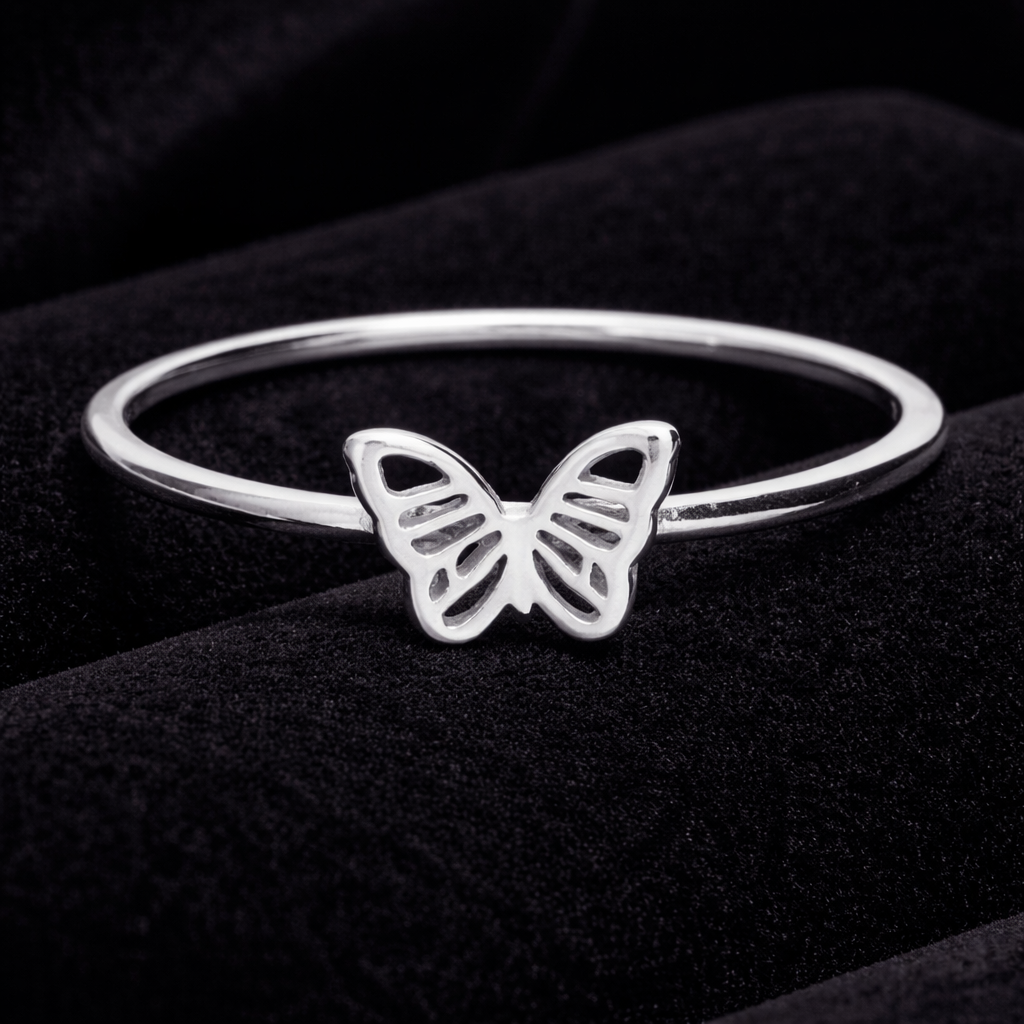 Cut Out Butterfly Ring Sterling Silver 925 Hallmarked British Made Size J - Q