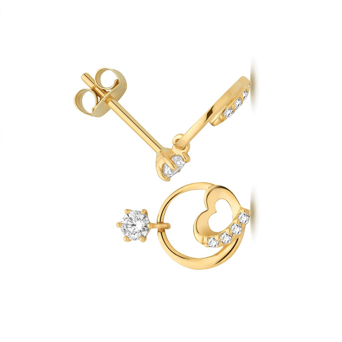 Heart Loop Stud Earrings 9ct Yellow Gold 375 Hallmarked Brand New Boxed