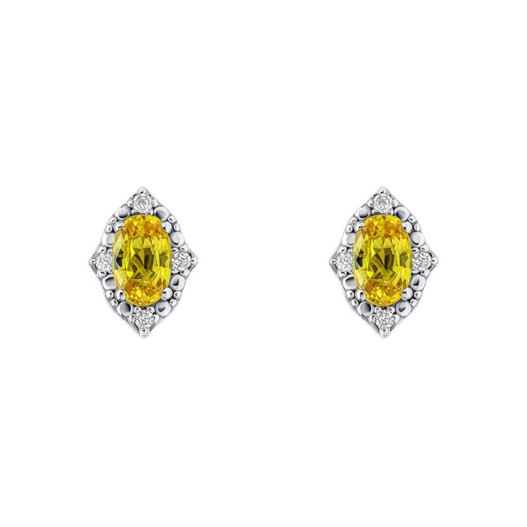 Oval Sapphire Diamond Drop Pendant & Earrings Set 9ct White Gold 375 Hallmarked
