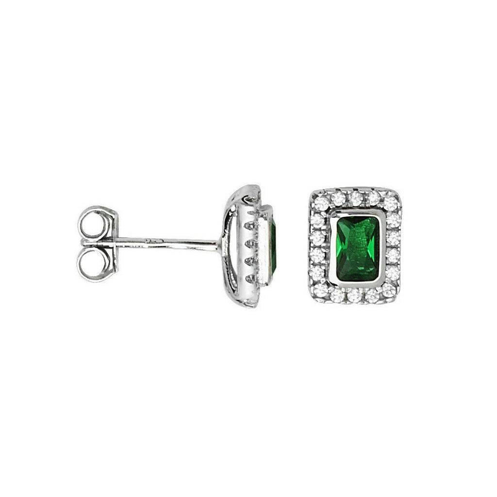 Emerald Gemstone Earrings Solid Sterling Silver 925 Hallmark Brand New Boxed