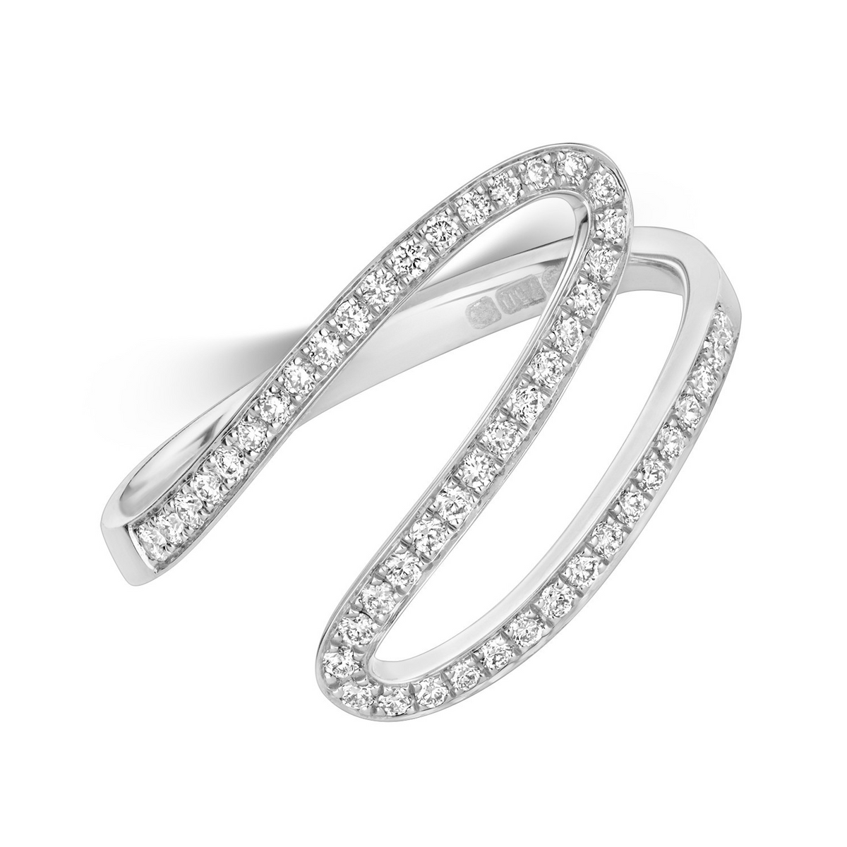 Natural Diamond Wave Wrap Ring 18ct White Gold Hallmarked Sizes J - Q