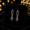 Marquise Garnet Hoop Earrings Sterling Silver 925 Hallmarked Brand New Boxed
