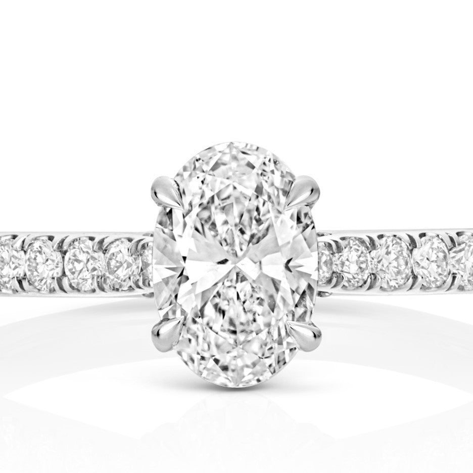 Oval Lab-Grown Diamond Engagement Ring 18ct White Gold Hallmarked Sizes J - Q
