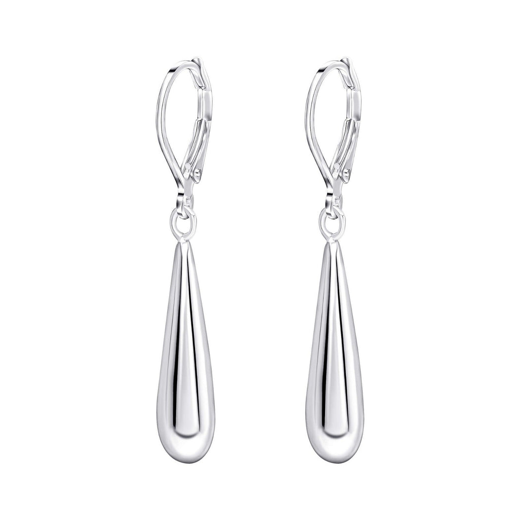 Elongated Teardrop Earrings Sterling Silver 925 Hallmark British Made Brand New