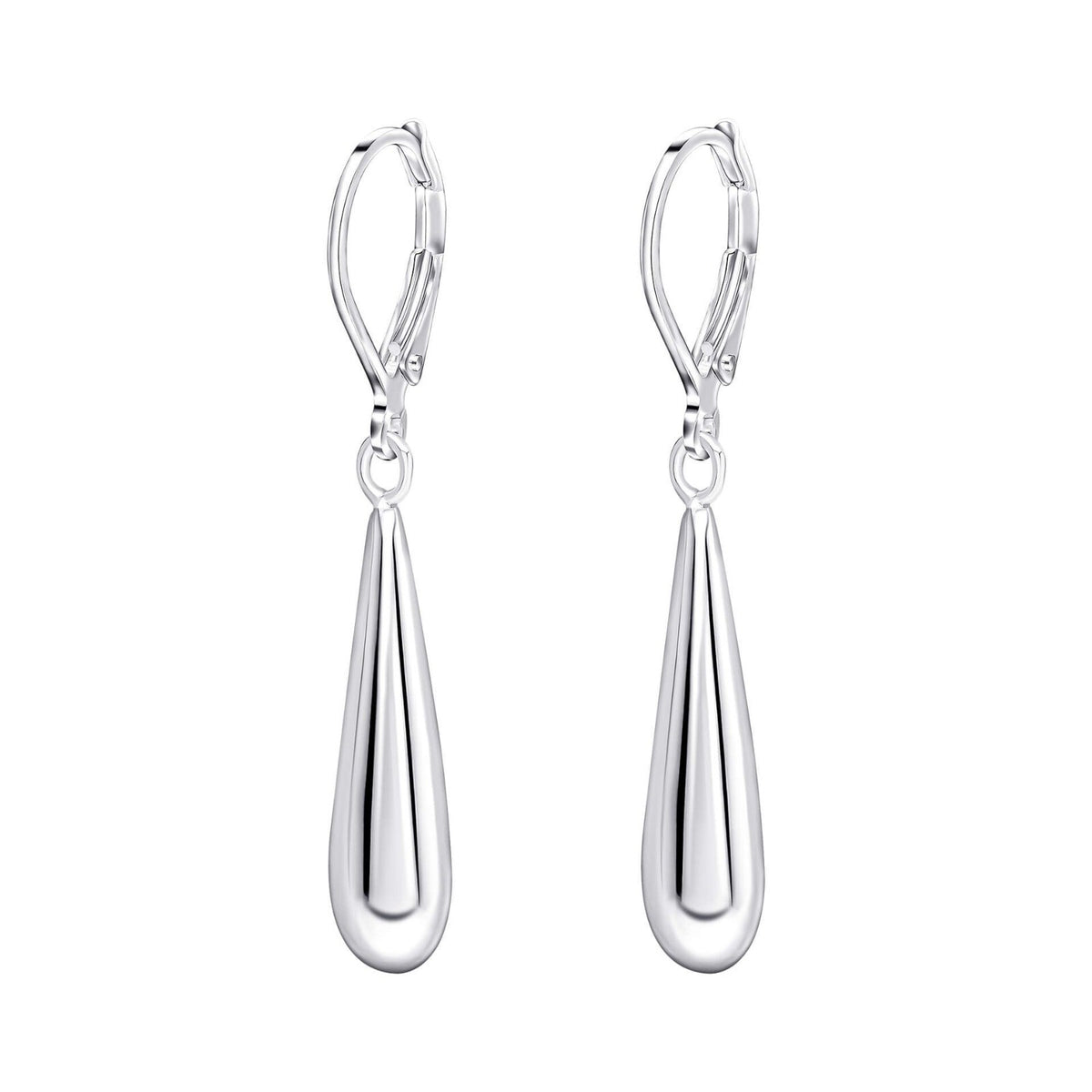 Elongated Teardrop Earrings Sterling Silver 925 Hallmark British Made Brand New