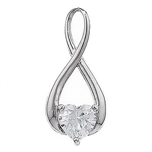 White Gold Heart Pendant Hallmarked British Made All Chain Lengths