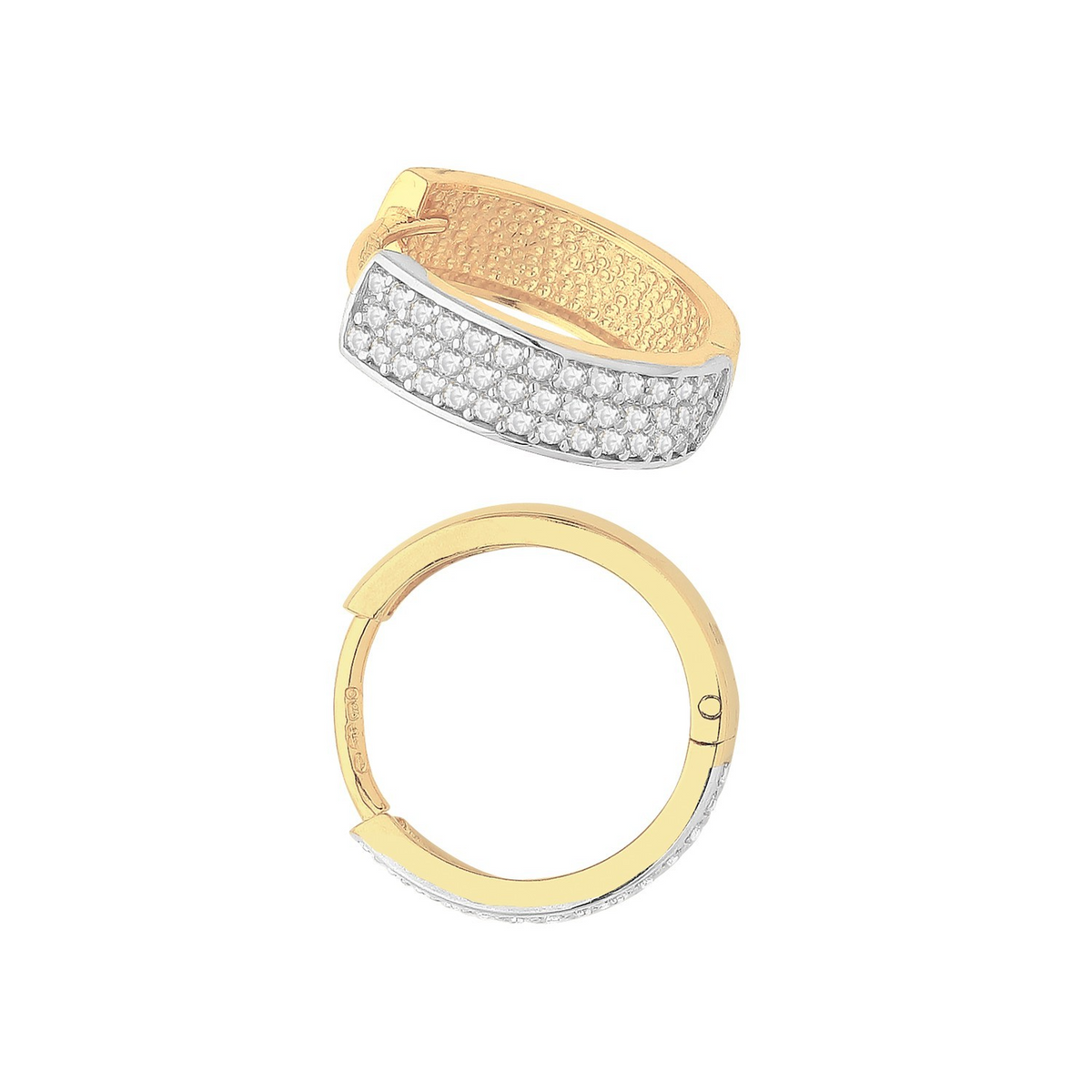 Mens 30 Stone Huggie Hoop Earring 9ct Yellow Gold 375 Hallmarked Brand New Boxed