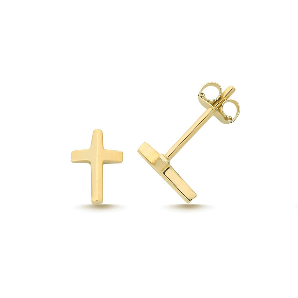Traditional Cross Stud Earrings 9ct Yellow Gold 375 Hallmarked Brand New Boxed