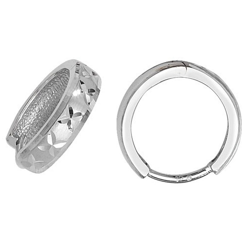 9ct White Gold DC Hoop Earrings British Made 375 Hallmarked Brand New Boxed