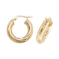 9ct Yellow Gold Woven Hoop Earrings 375 Hallmarked 10mm - 60mm Diameter