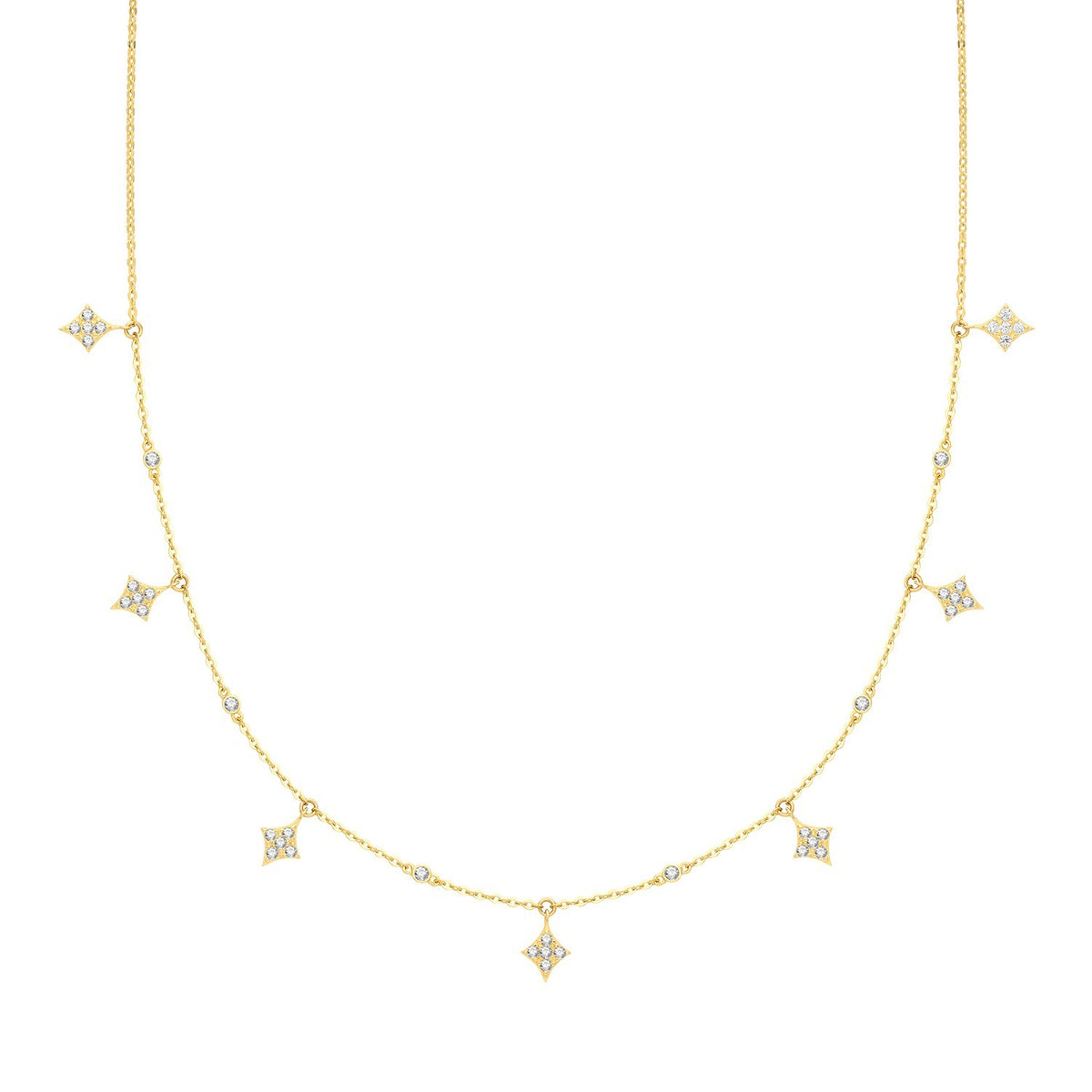 Pave Geometric Necklace 9ct Yellow Gold 375 Hallmarked British Made