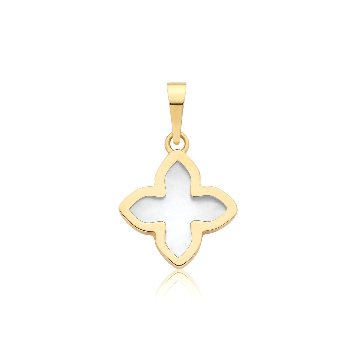 Floral Mother Of Pearl 9ct Yellow Gold Pendant 375 Hallmarked All Chain Lengths