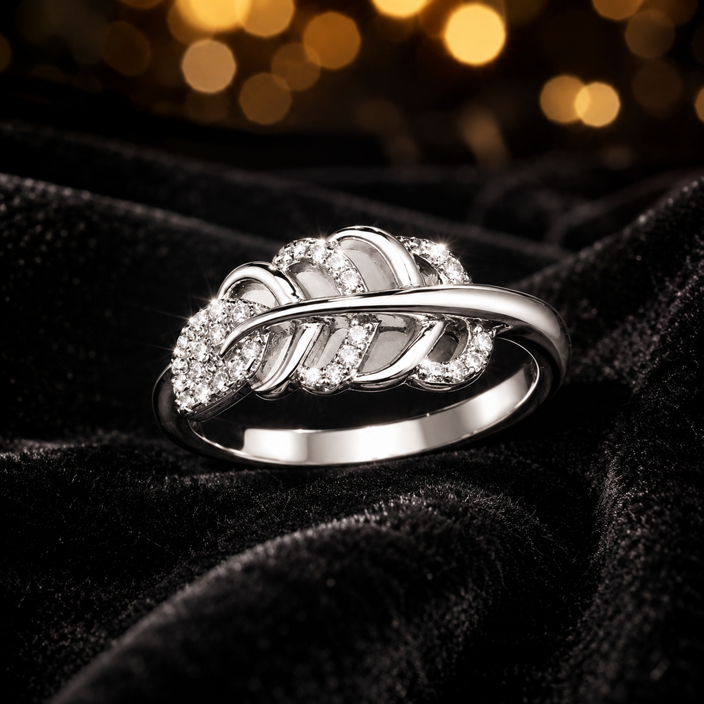 Sterling Silver Leaf Ring Anniversary Gemstone 925 Hallmarked Size L - Q
