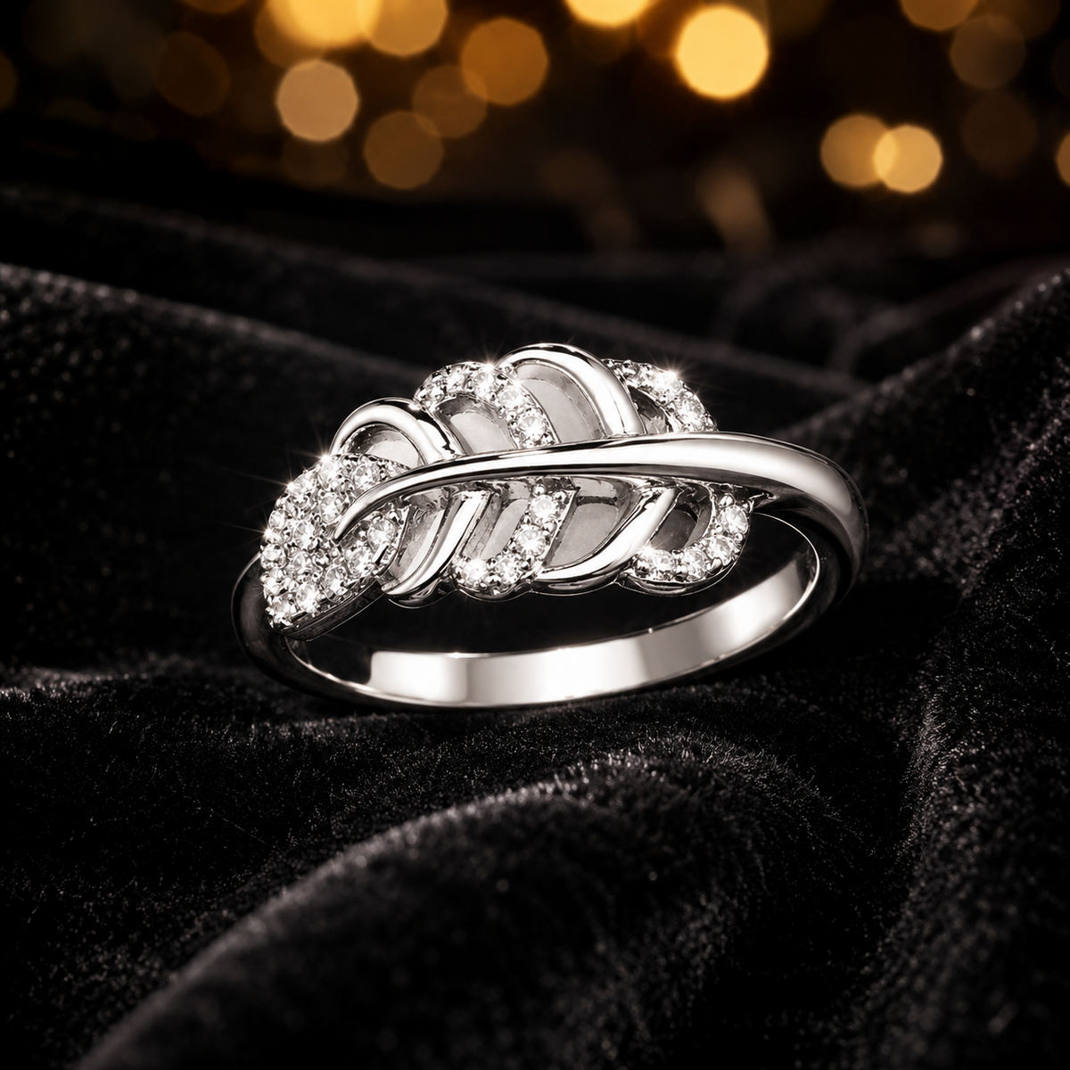 Sterling Silver Leaf Ring Anniversary Gemstone 925 Hallmarked Size L - Q