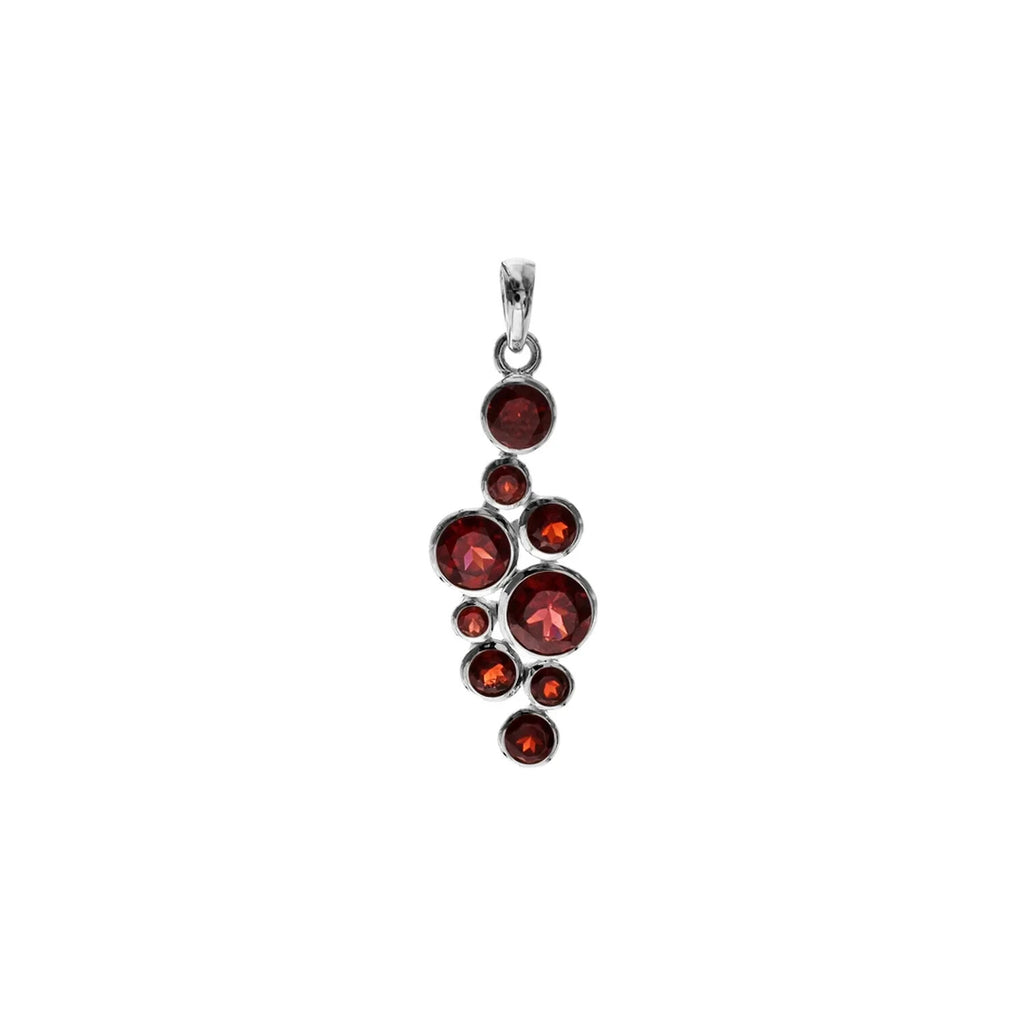 Garnet Bubble Drop Pendant Sterling Silver 925 Hallmarked All Chain Lengths