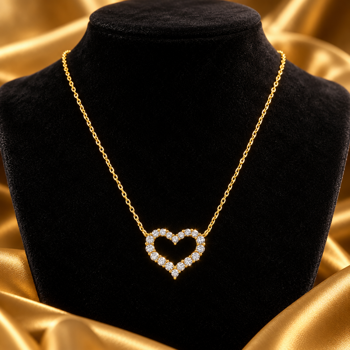 Ladies Statement Heart Necklace 9ct Yellow Gold 375 Hallmarked British Made