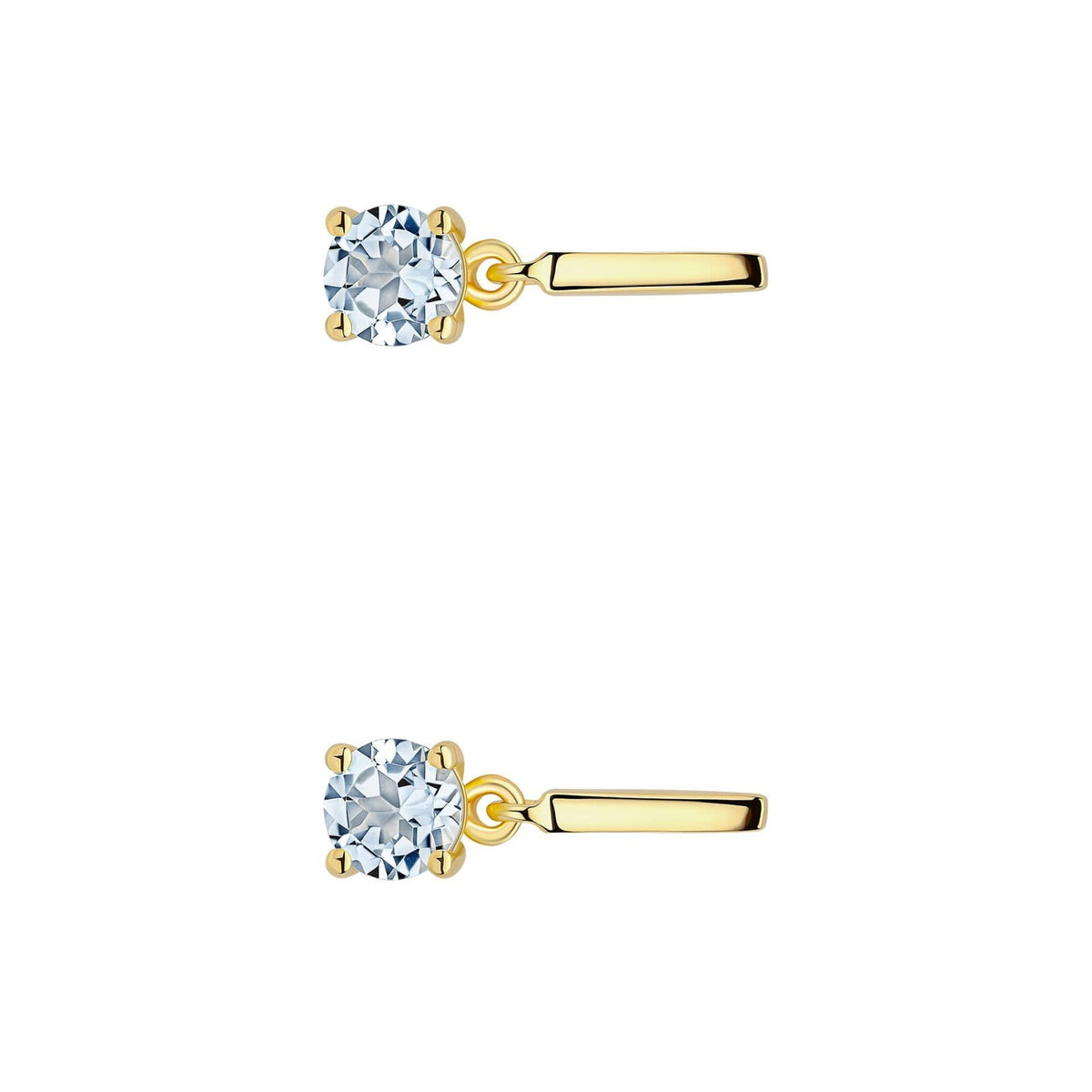 Prong Blue Topaz Drop Earrings 9ct Yellow Gold Plated Hallmarked Brand New Boxed