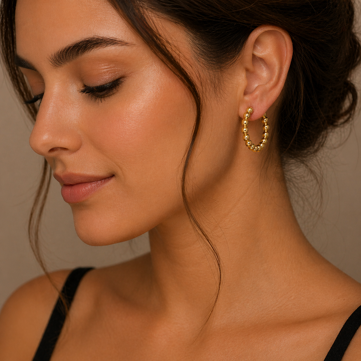 9ct Yellow Gold Bobble Hoop Earrings British Made 375 Hallmarked Brand New Boxed