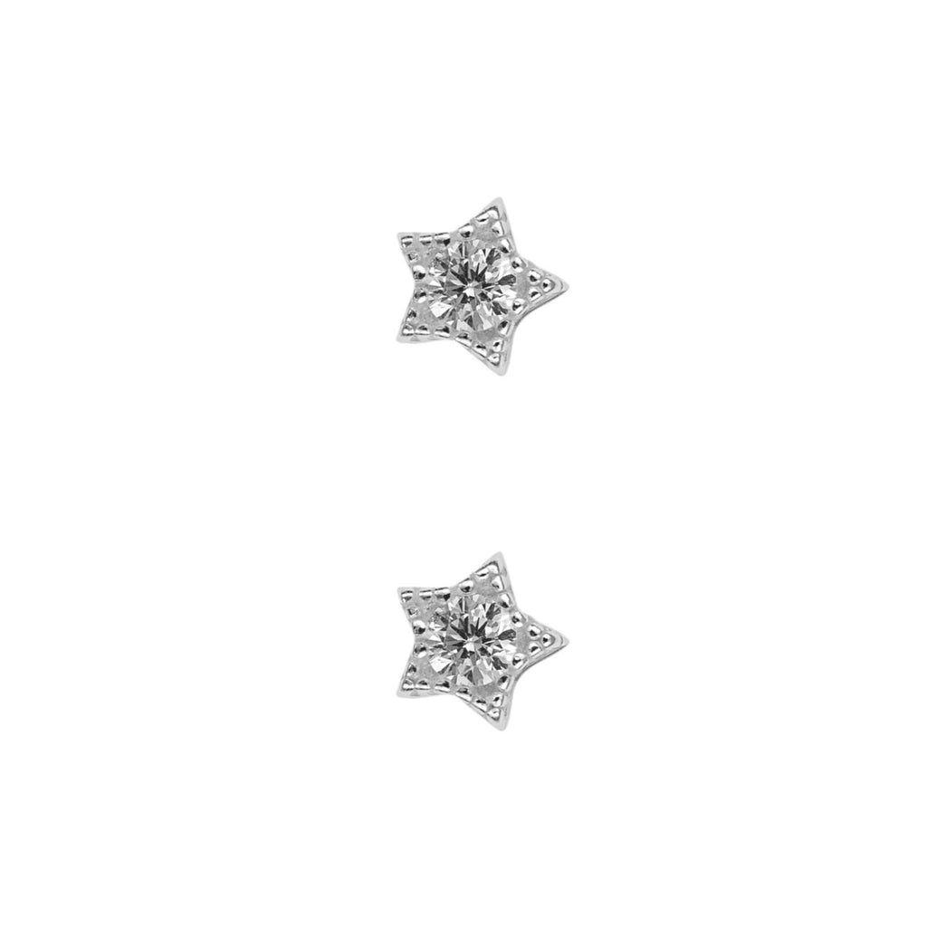 Zircon Star Stud Earrings Sterling Silver 925 Hallmarked Brand New Boxed