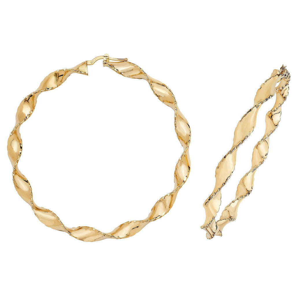 9ct Yellow Gold Ribboned Hoop Earrings 375 Hallmarked 20mm - 60mm Diameter
