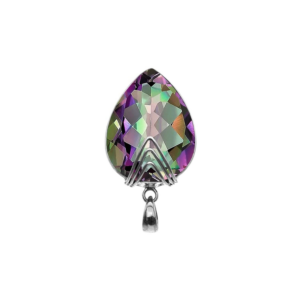 Chevron Topaz Teardrop Pendant Sterling Silver Hallmarked All Chain Lengths