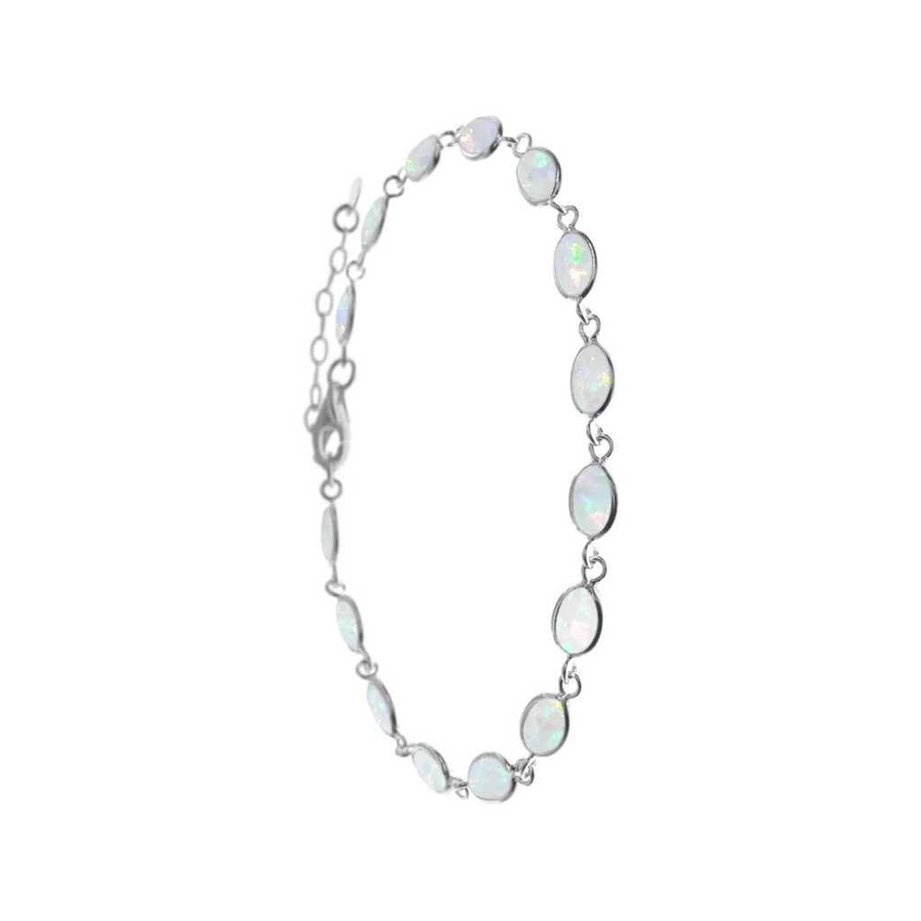 Oval Natural Opal Bracelet Sterling Silver 925 Hallmarked Brand New Boxed