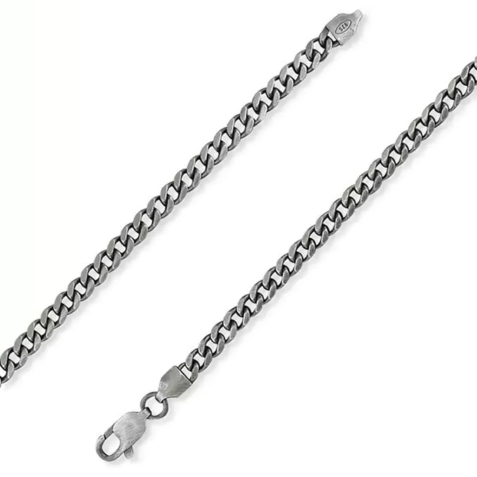 Gents Oxidised Curb Chain Solid Sterling Silver 925 Hallmarked British Made
