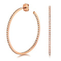 40mm Natural Diamond Hoop Earrings 18ct Rose Gold Hallmarked British Made