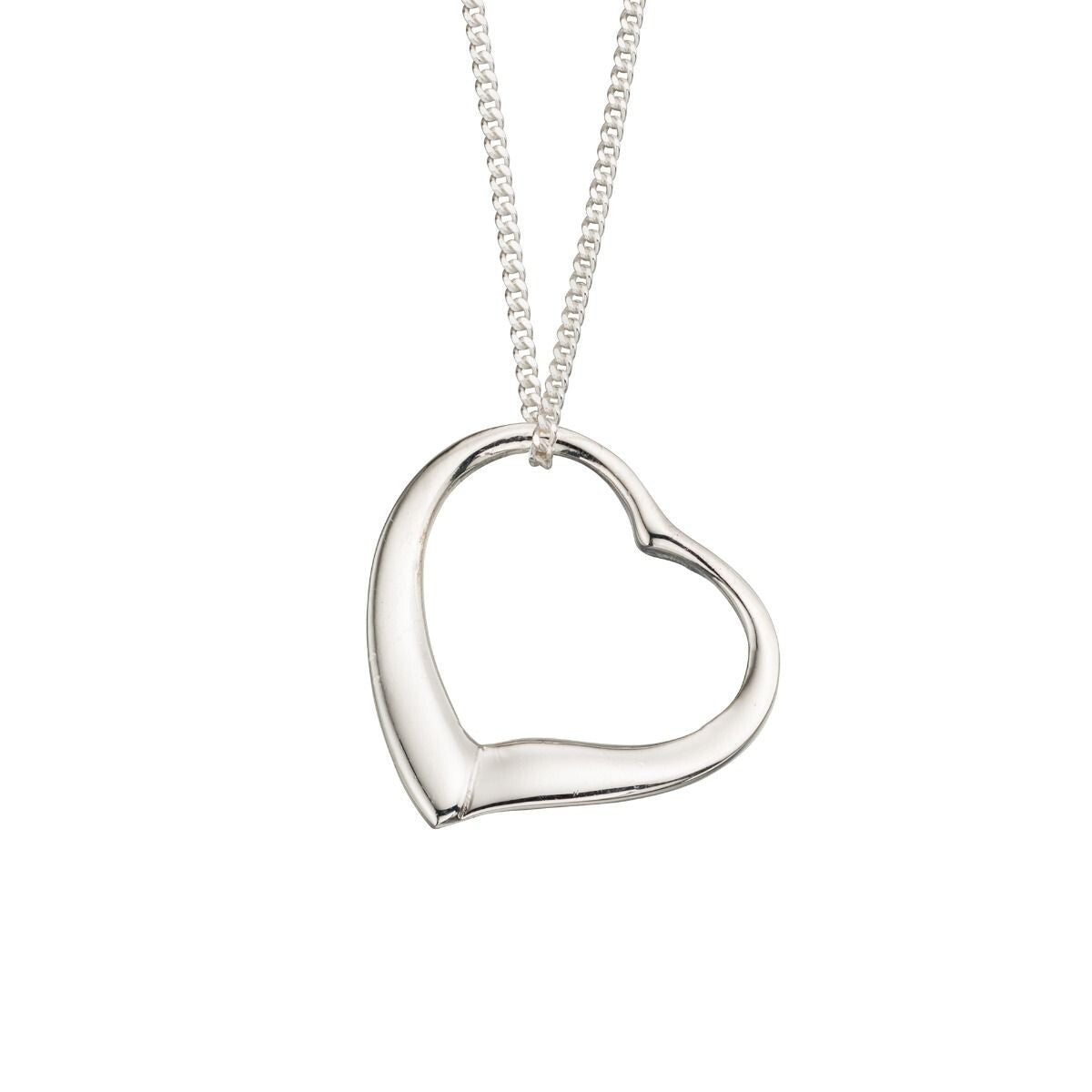 Large Heart Necklace 925 Sterling Silver Hallmarked British Made Brand New