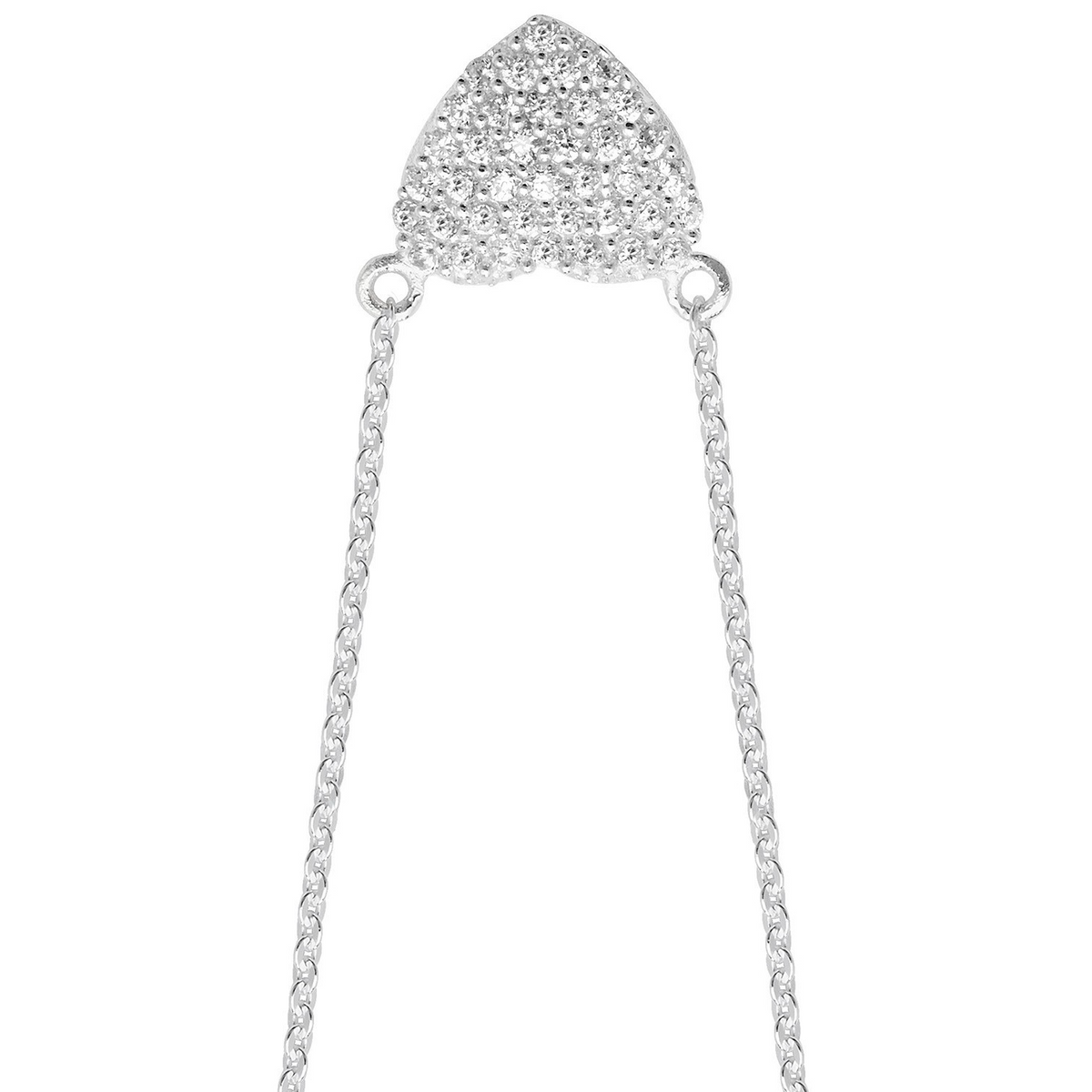 Ladies Pave Micro Heart Necklace Sterling Silver 925 Hallmarked British Made