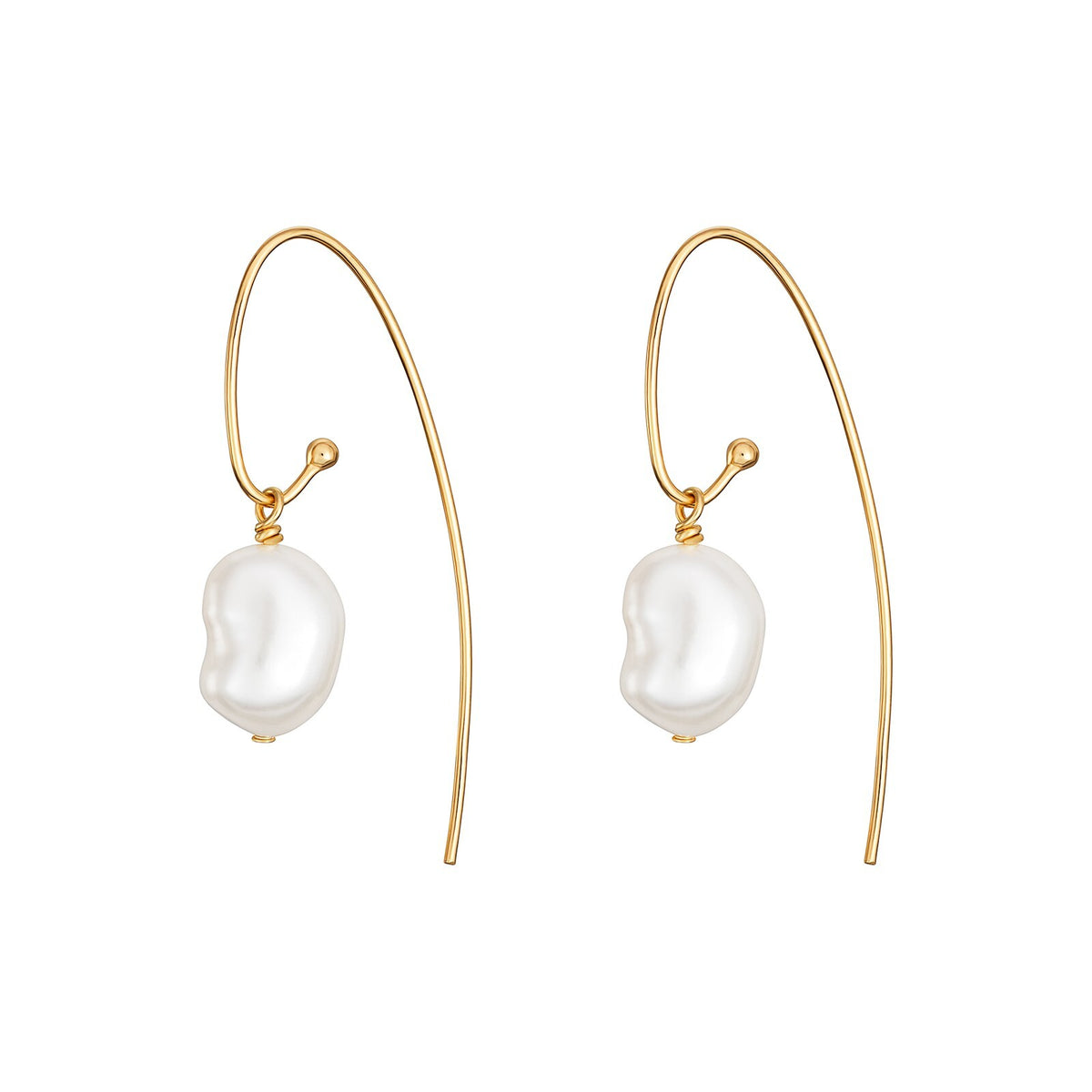 Hook Freshwater Pearl Drop Earrings 9ct Yellow Gold Plated Hallmarked Brand New