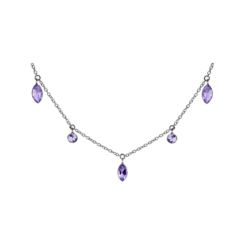Marquise Amethyst Necklace Sterling Silver 925 Hallmarked British Made