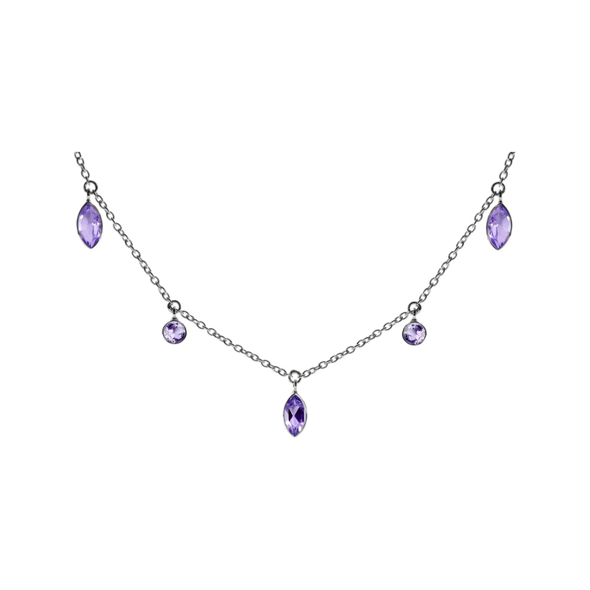 Marquise Amethyst Necklace Sterling Silver 925 Hallmarked British Made
