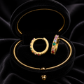 9ct Yellow Gold 5 Stone Hoop Earrings British Made 375 Hallmark Brand New Boxed