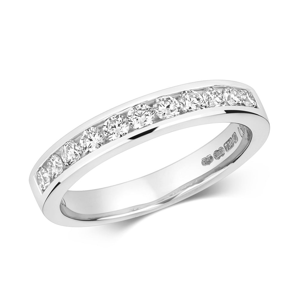 Channel Set Natural Diamond Eternity Ring 18ct White Gold Hallmarked Sizes J-Q