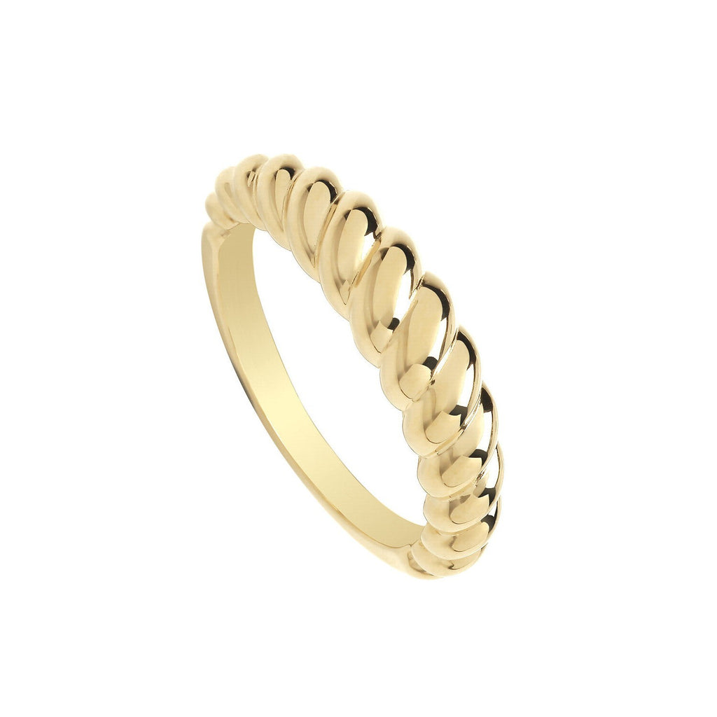 Gold Twist Ring 9ct Yellow Gold Hallmarked Sizes L - S British Made