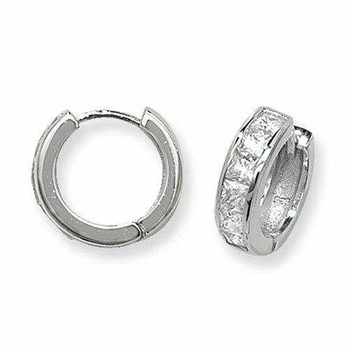Mens Huggie Hoop Earring Cubic Zirconia Sterling Silver Gents 925 Hallmark