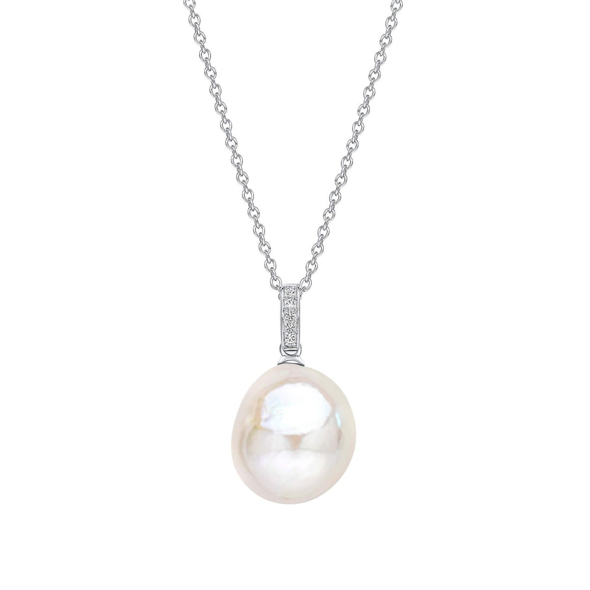 Natural Pearl And Topaz Pendant 9ct White Gold 375 Hallmarked British Made