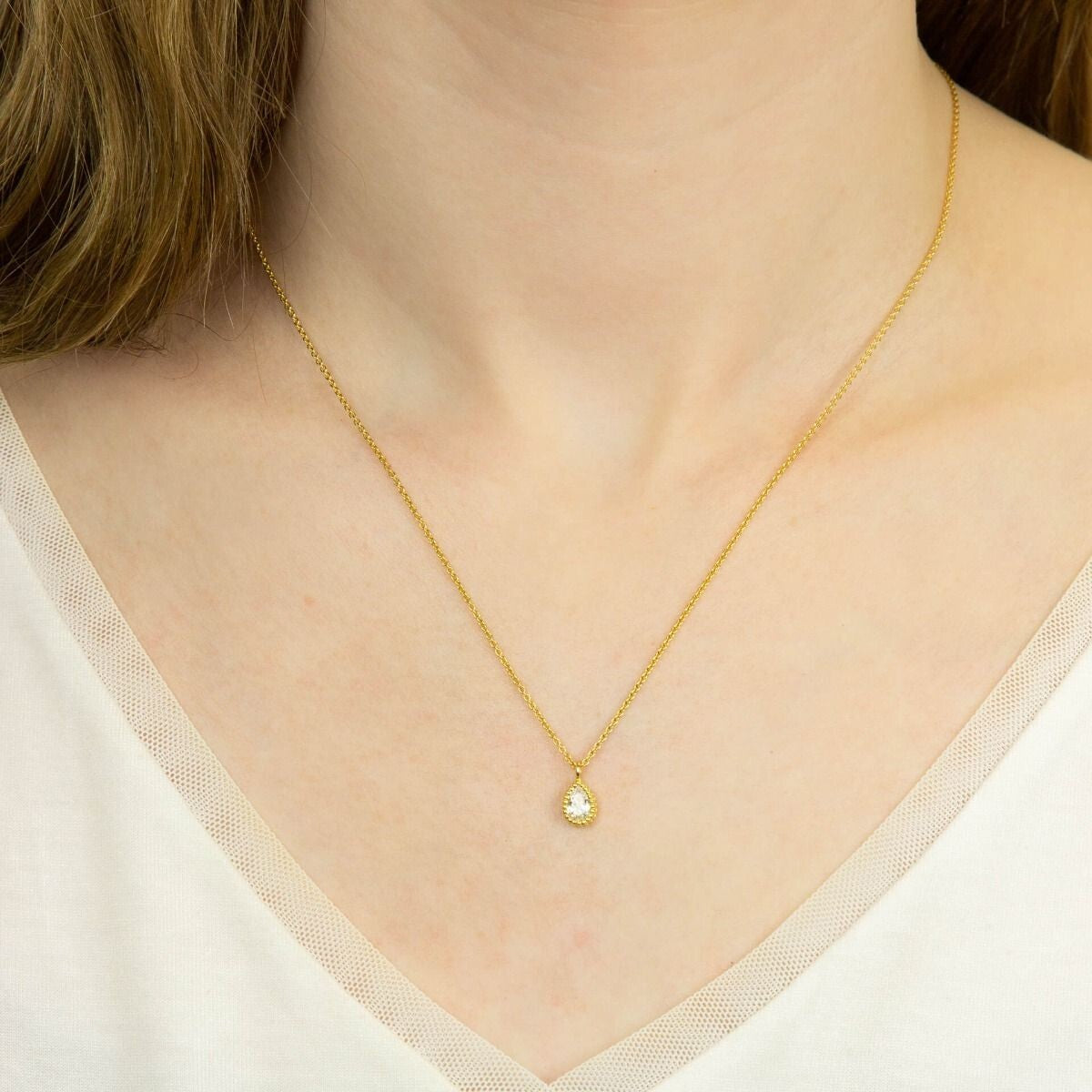 Flush Teadrop Necklace 9ct Yellow Gold Plated Hallmarked Brand New Boxed
