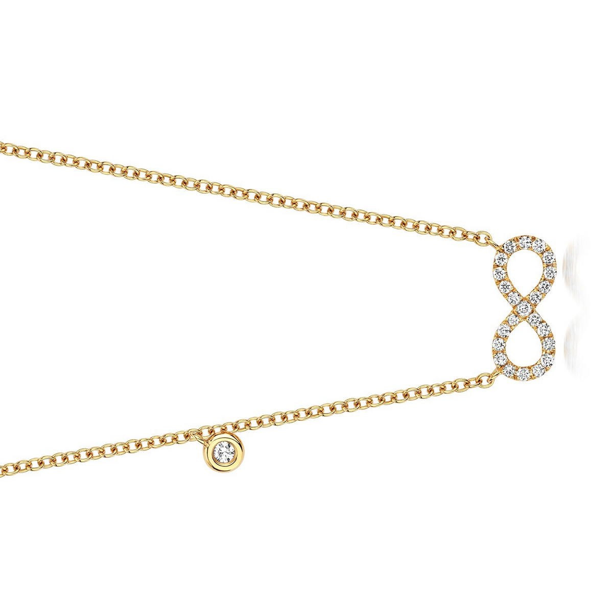 24 Natural Diamond Infinity Necklace 18ct Yellow Gold Hallmarked British Made