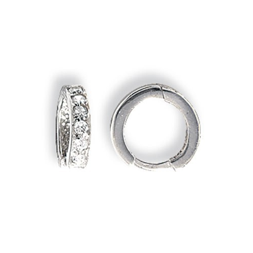 Mens 6 Stone Huggie Hoop Earring 9ct White Gold 375 Hallmarked Brand New