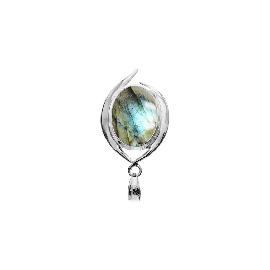 Labradorite Oval Pendant Sterling Silver 925 Hallmarked All Chain Lengths
