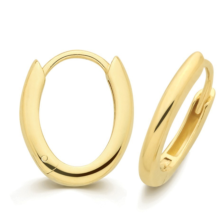 10mm 9ct Yellow Gold Hoop Earrings British Made 375 Hallmarked Brand New Boxed