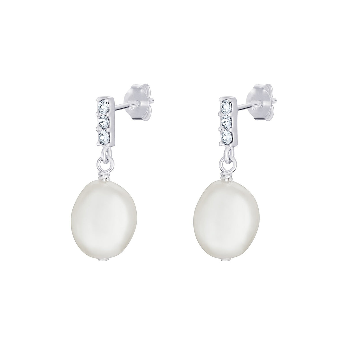 2 Stone Drop Pearl Earrings Sterling Silver 925 Hallmarked Brand New Boxed