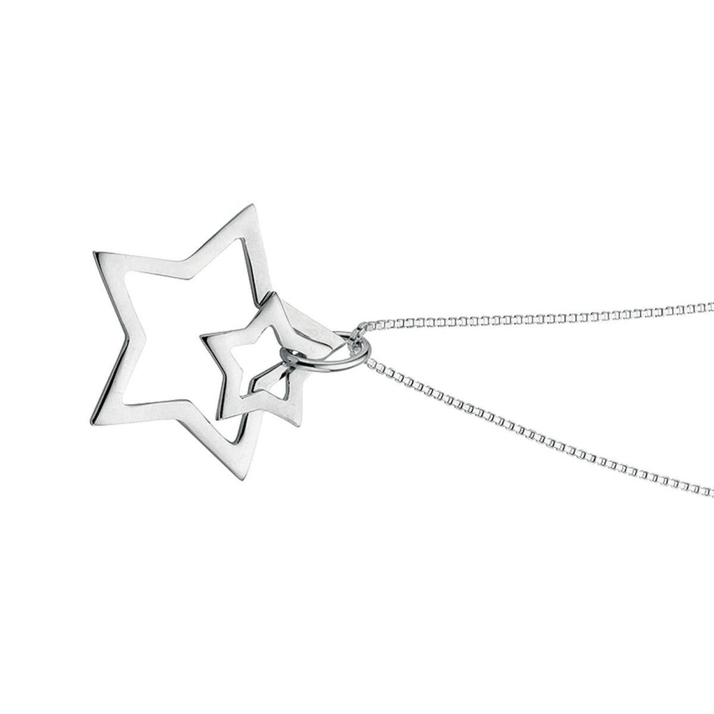 Double Star Necklace Sterling Silver 925 Hallmarked British Made Brand New Boxed