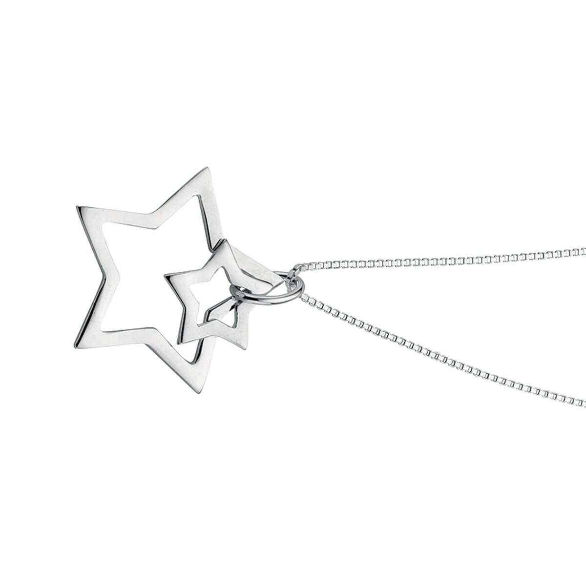 Double Star Necklace Sterling Silver 925 Hallmarked British Made Brand New Boxed