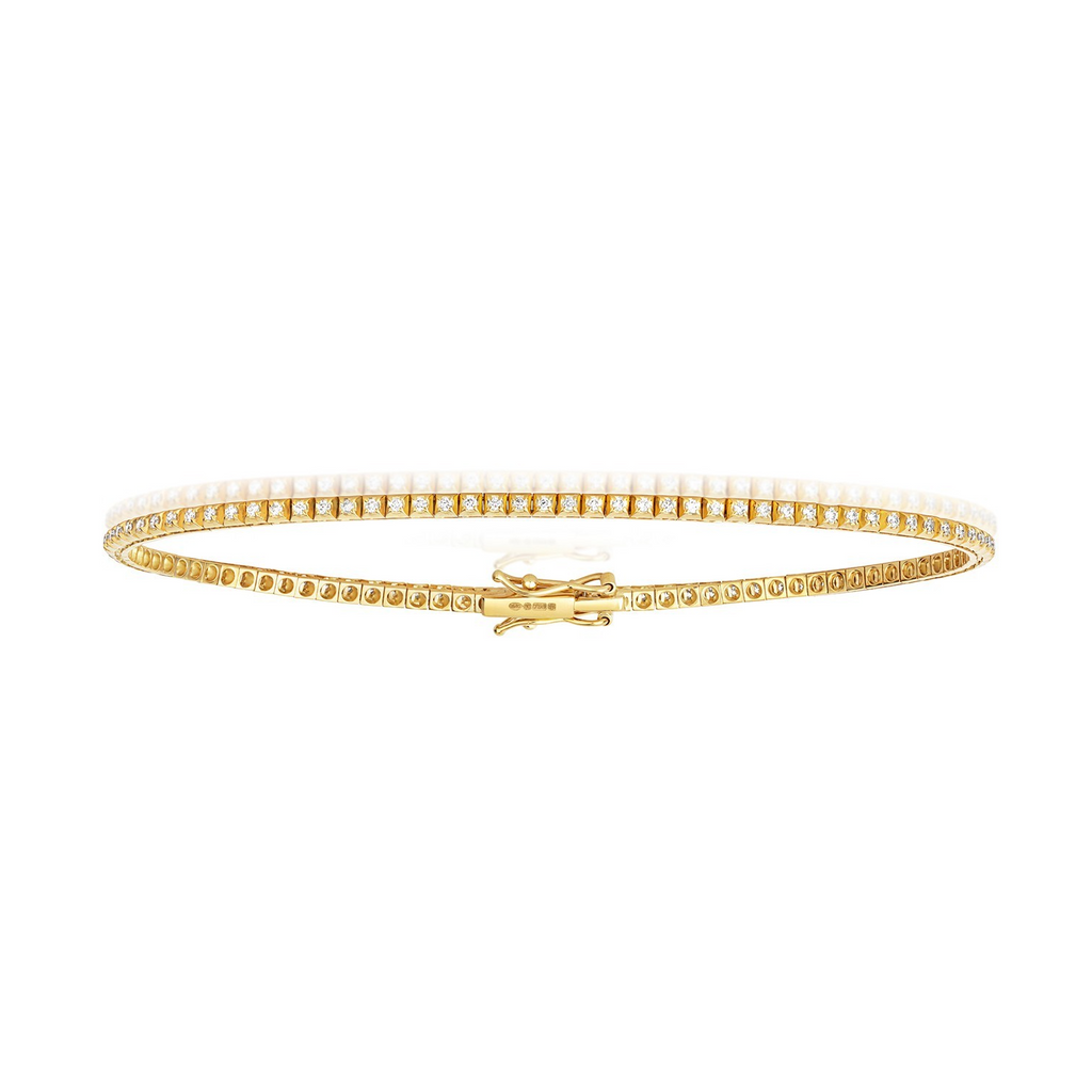 Natural Diamond 18ct Yellow Gold Tennis Bracelet 375 Hallmarked British Made