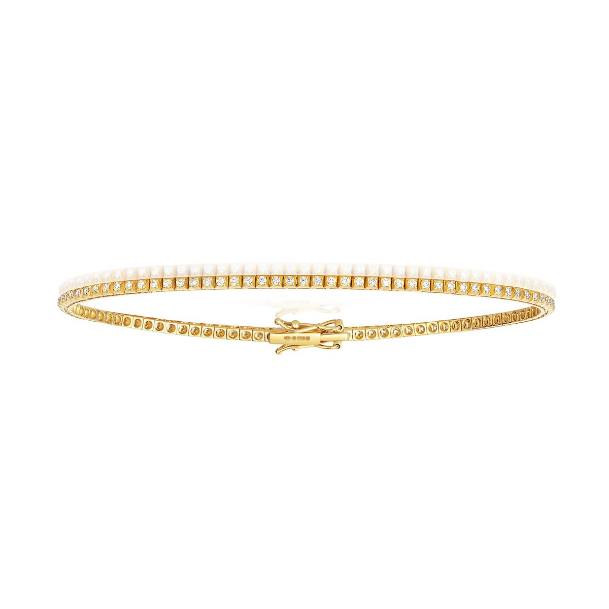 Natural Diamond 18ct Yellow Gold Tennis Bracelet 375 Hallmarked British Made