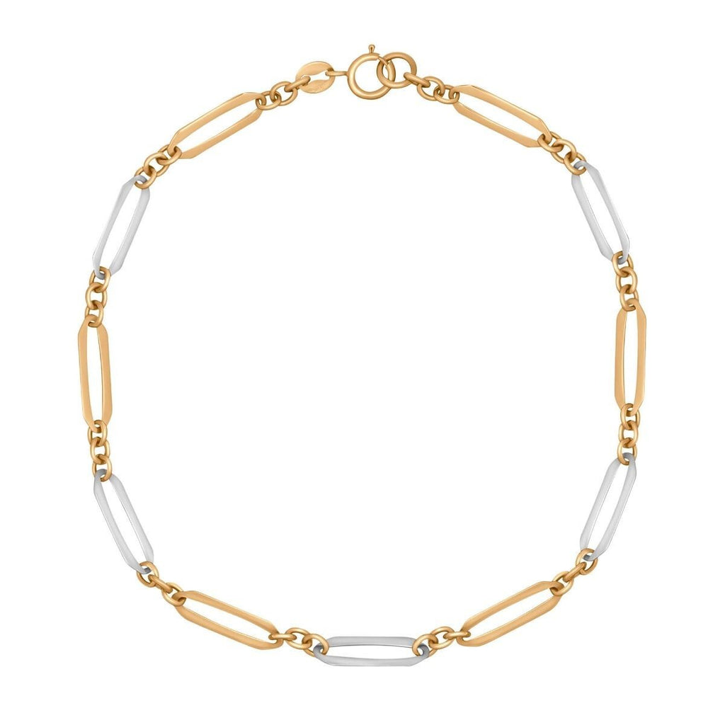 Mixed Length Bracelet In 9ct Mixed Gold 375 Hallmarked British Made Brand New